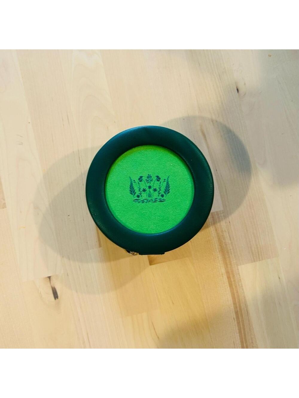 Tata Harper Limited Edition Round Travel Vanity Case | Green Vegan Leather